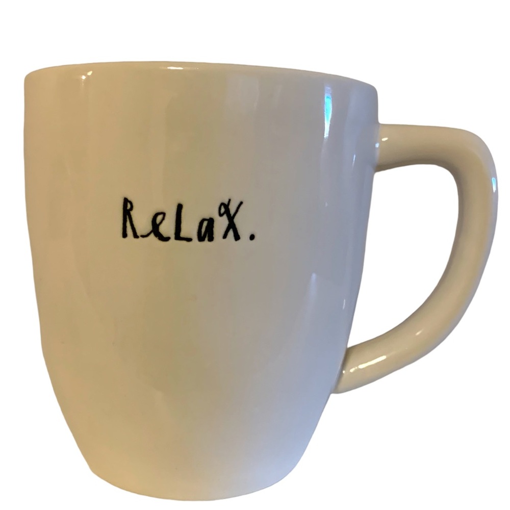 Rae Dunn RELAX mug coffee cup white tea